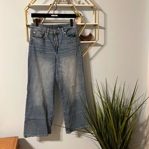 High Waist Ankle Length Wide Leg Denim